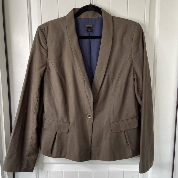 Ann Taylor sage green one button wool blazer jacket size 14 preppy career - Picture 1 of 5